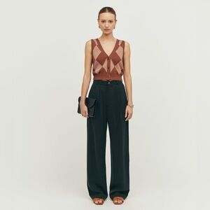 Reformation Mason High Rise Relaxed Wide Leg Trouser Pants Size 4 in Black